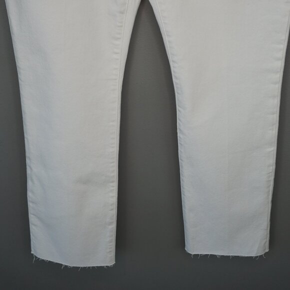 New Good American Good Straight High Waist Raw Hem Jeans in White037 size 10/30 - Picture 6 of 16